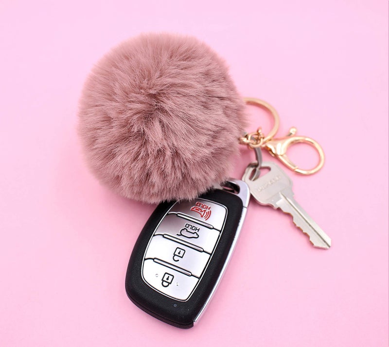 Real Sic Pom Pom Keychain - Faux Fur For Girls Women Backpack Purse Gift (Taupe) - Image 4